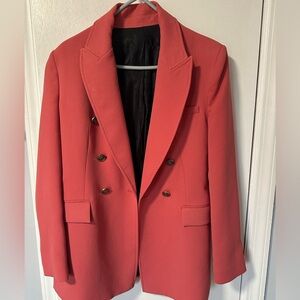Zara Coral Double-Breasted Blazer
